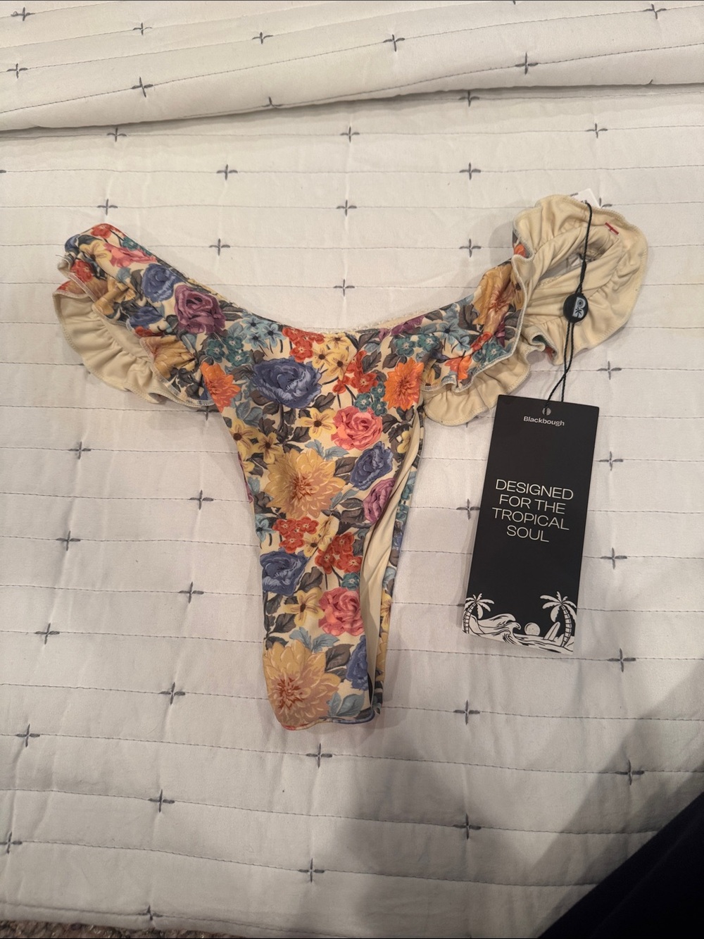 Blackbough Floral Ruffle Bikini Bottom in Cream, Blue, Purple, Pink, Yellow